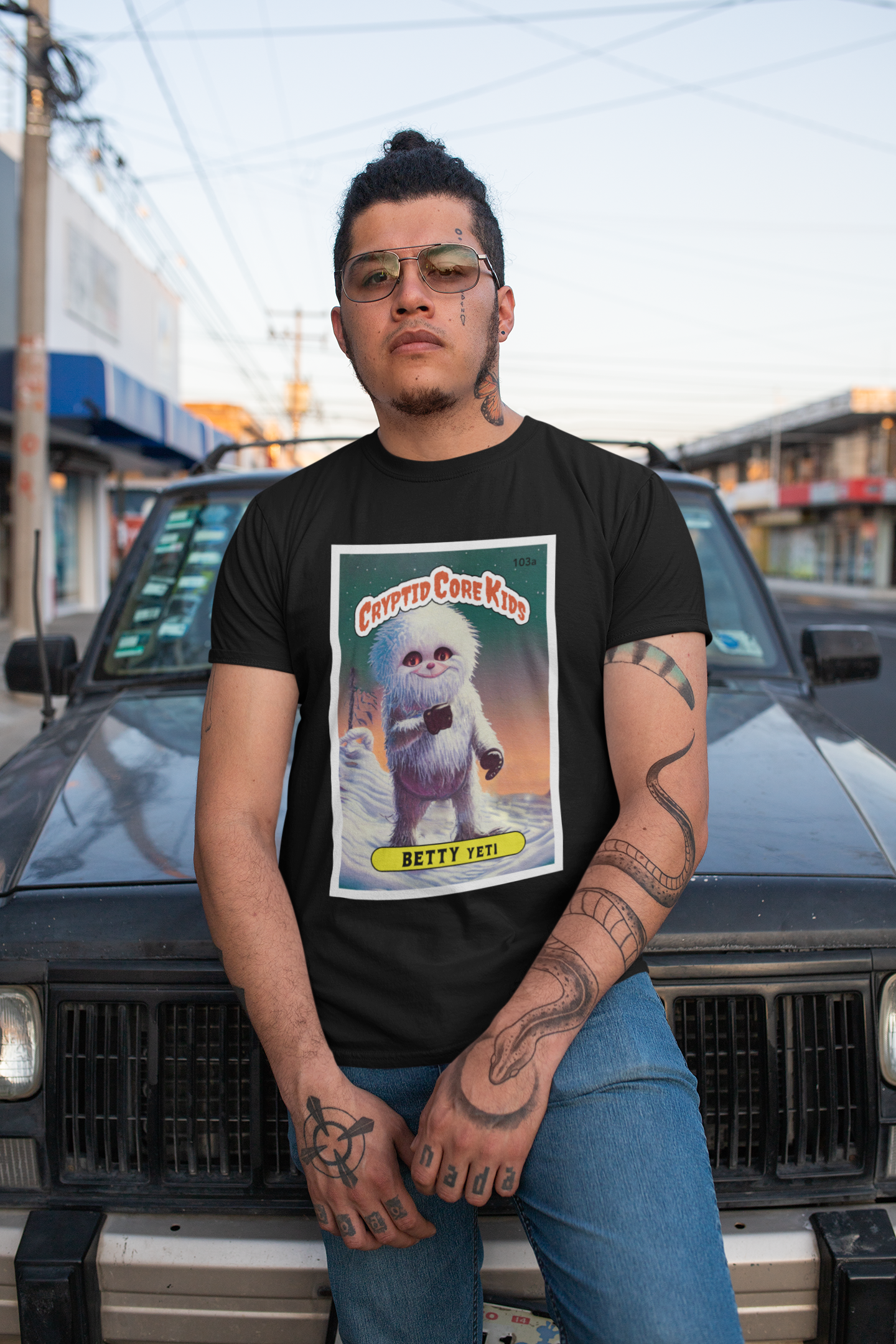 Betty Yeti Trading Card T-Shirt | Abominable Snowman Teeshirt | Cryptid Core Kids Tee Shirt | Gift Cryptozoology | GPK Parody Garbage Pail