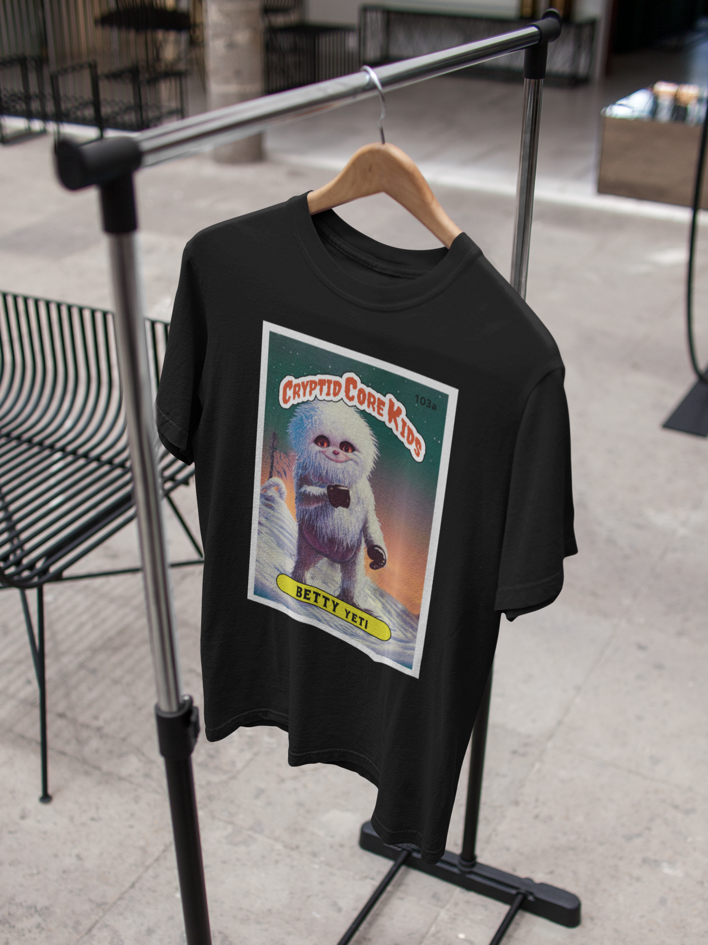 Betty Yeti Trading Card T-Shirt | Abominable Snowman Teeshirt | Cryptid Core Kids Tee Shirt | Gift Cryptozoology | GPK Parody Garbage Pail