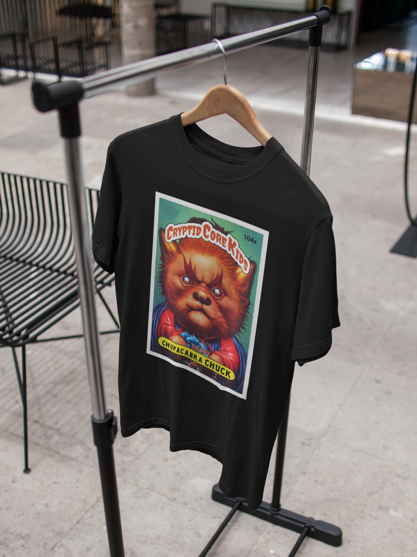 Chupacabra Chuck Trading Card T-Shirt | Chupacabra Teeshirt | Cryptid Core Kids Tee Shirt | Cryptidcore Gift Cryptozoology | GPK Parody Garb