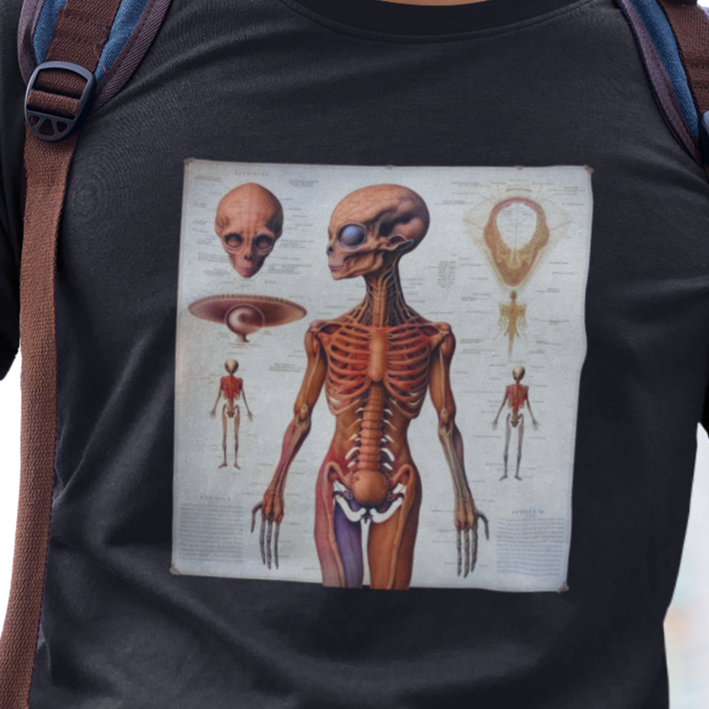 Grey Alien Arcane AnatomyT-Shirt | ET UFO AEP Teeshirt | Cult Monster Tee | Horror Gift