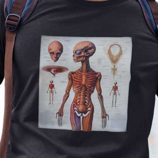 Grey Alien Arcane AnatomyT-Shirt | ET UFO AEP Teeshirt | Cult Monster Tee | Horror Gift