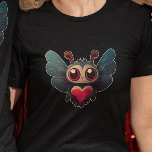 Mothman Valentine's Day T-Shirt | Kawaii Moth Man Teeshirt | Cute Cryptid Love Tee Shirt | Cryptozoology Gift Clothing