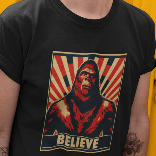 Bigfoot Believe T-Shirt | Sasquatch Teeshirt | Cryptid Tee Shirt | Cryptidcore Gift Cryptozoology Clothing