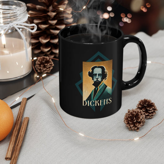 Charles Dickens art deco 11oz Black Mug coffee cup