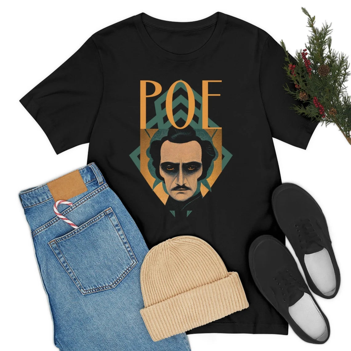 Edgar Allan Poe Art Deco Shirt gift poet shirt author writer gift for author gift for writer gift for reader