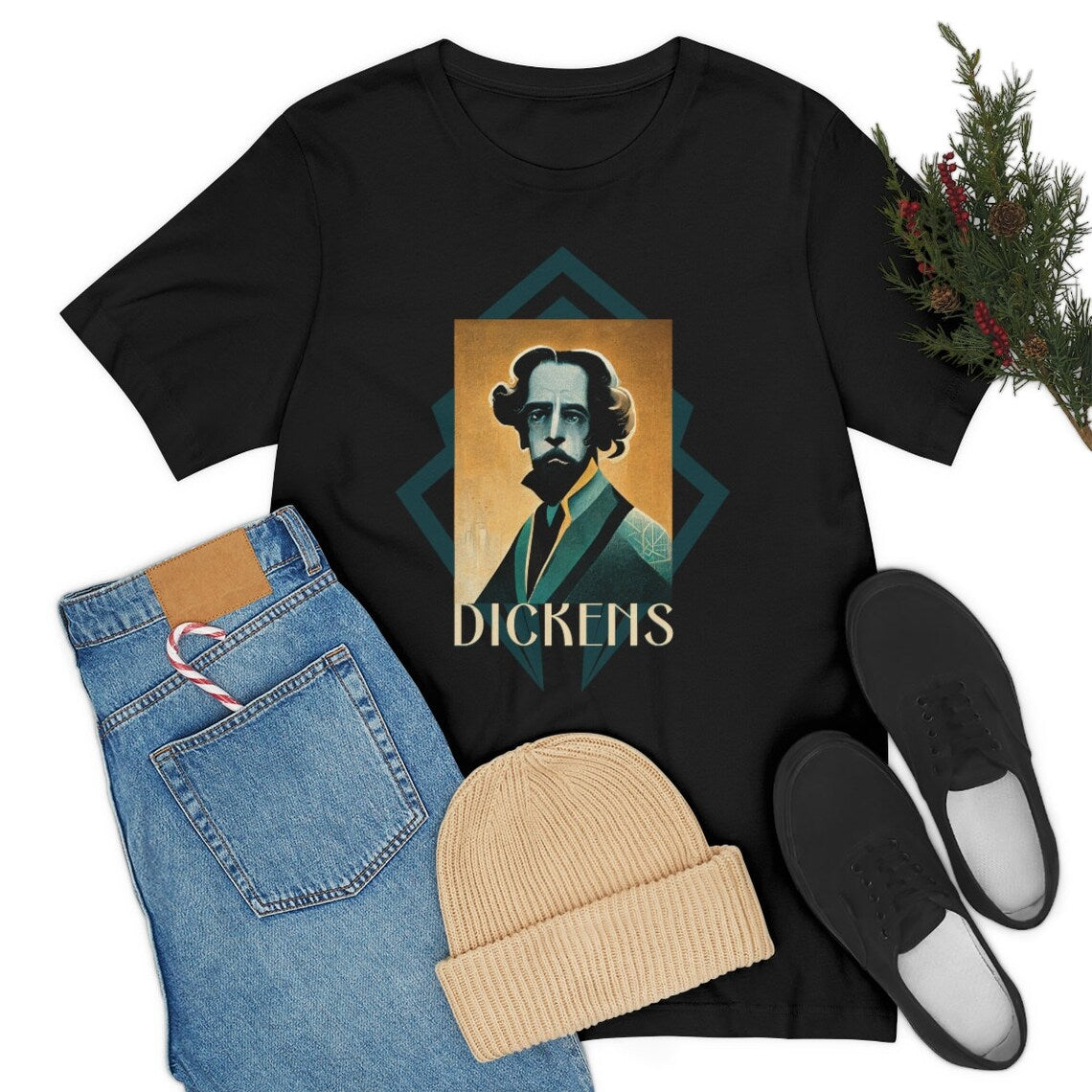 Charles Dickens Art Deco Shirt gift poet shirt author writer gift for author gift for writer gift for reader