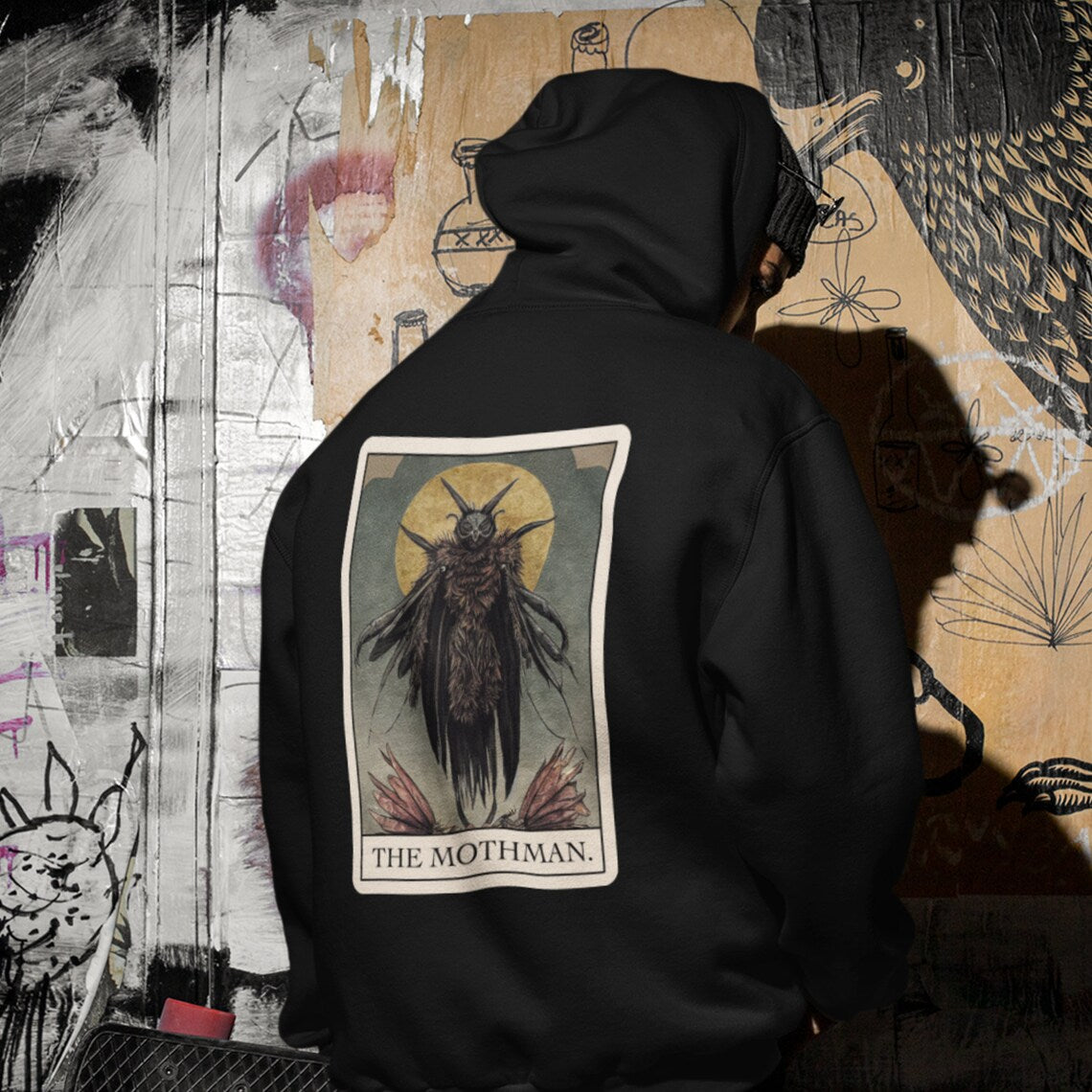 The Mothman Tarot Card pullover hoodie cryptid cryptozoology gift Men's NUBLEND® Hooded Sweatshirt