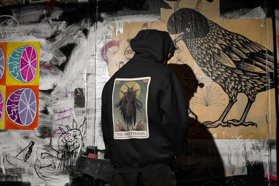 The Mothman Tarot Card pullover hoodie cryptid cryptozoology gift Men's NUBLEND® Hooded Sweatshirt