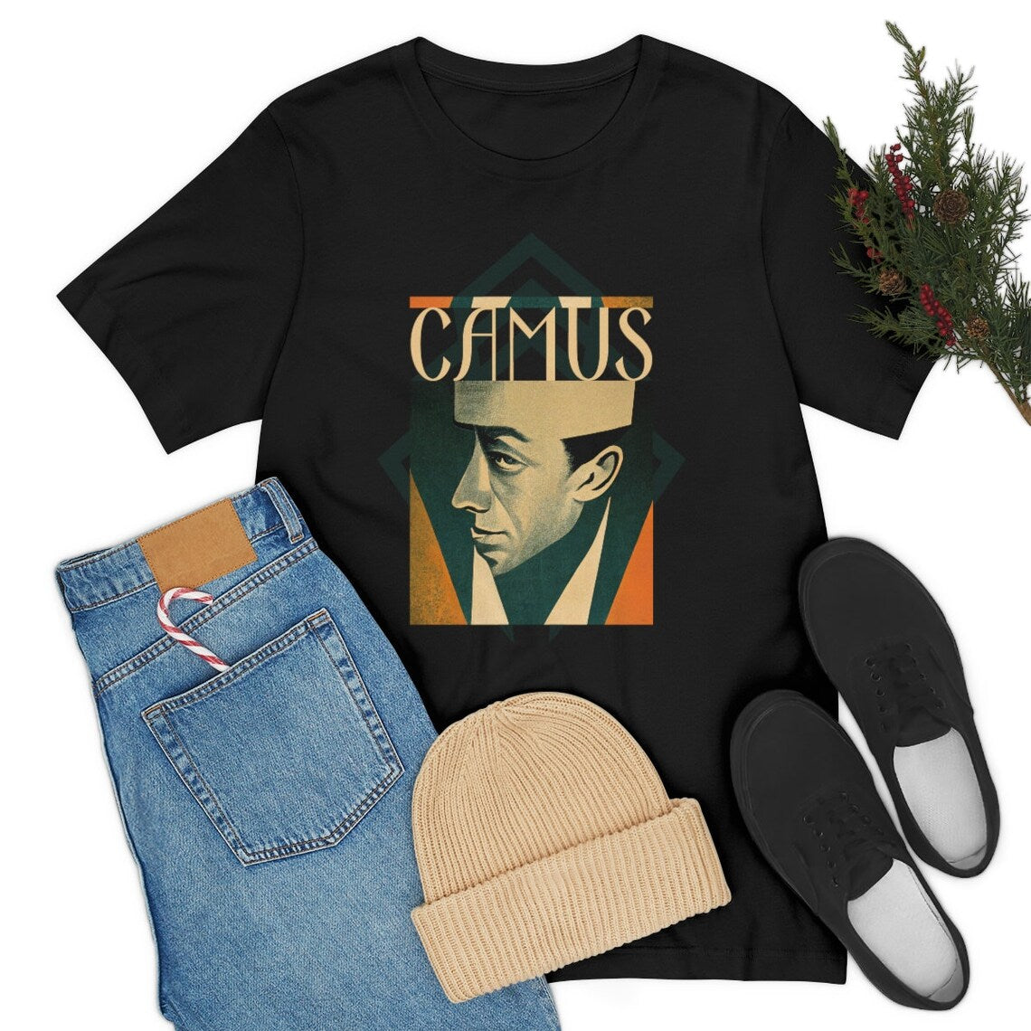 Albert Camus Art Deco Shirt gift poet shirt author writer gift for author gift for writer gift for reader