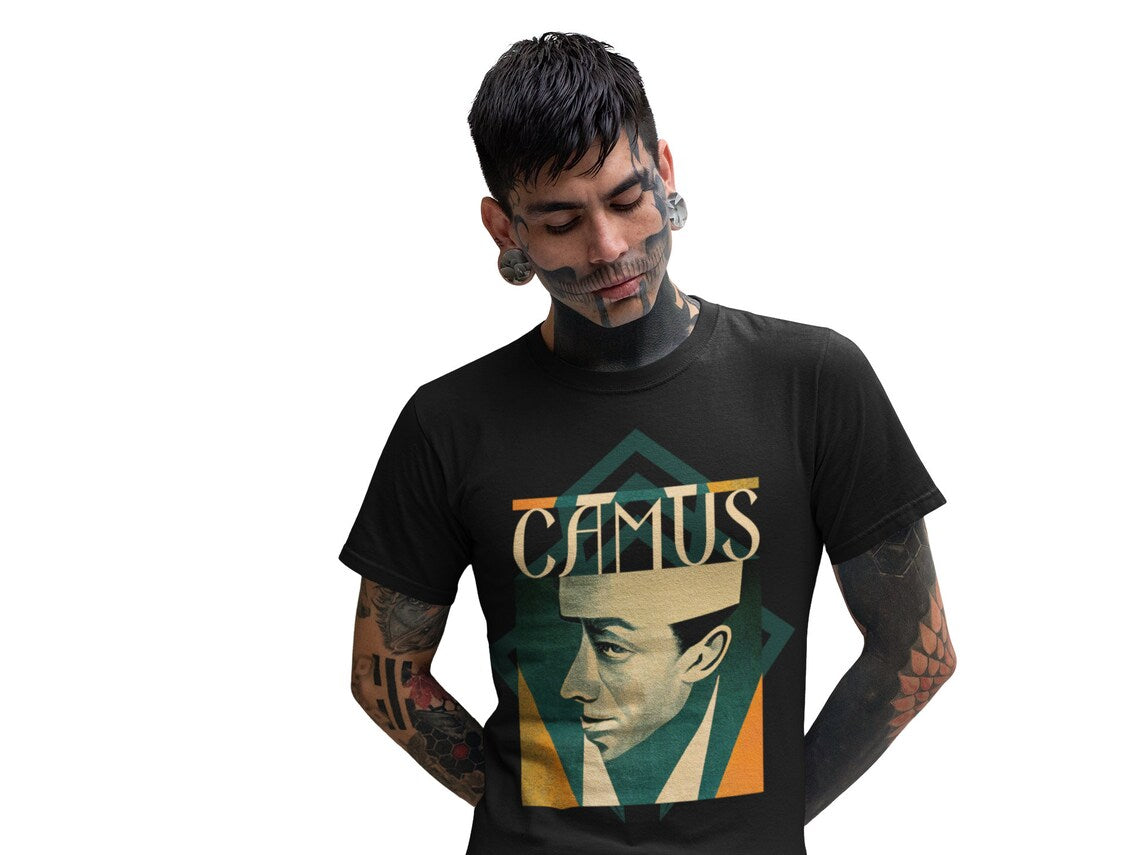 Albert Camus Art Deco Shirt gift poet shirt author writer gift for author gift for writer gift for reader
