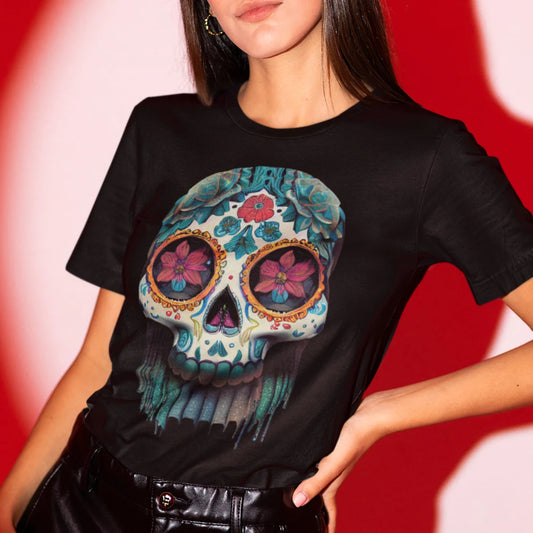 Sugar Skull Shirt Dia De Los Meurtos Day of the Dead teeshirt