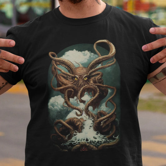 Cthulhu Rises From the Deep T-Shirt | HP Lovecraft Teeshirt | Cult Monster Tee | Horror Gift