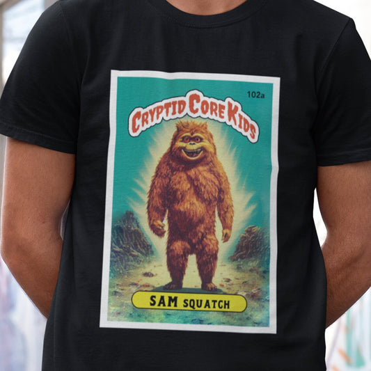 Sam Squatch Bigfoot T-Shirt | Sasquatch Teeshirt | Cryptid Core Kids Tee Shirt | Cryptidcore Gift Cryptozoology | GPK Parody Garbage Pail