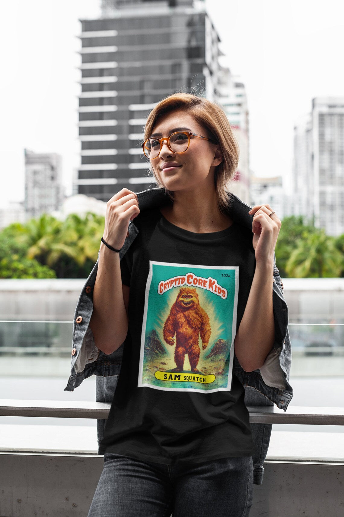 Sam Squatch Bigfoot T-Shirt | Sasquatch Teeshirt | Cryptid Core Kids Tee Shirt | Cryptidcore Gift Cryptozoology | GPK Parody Garbage Pail