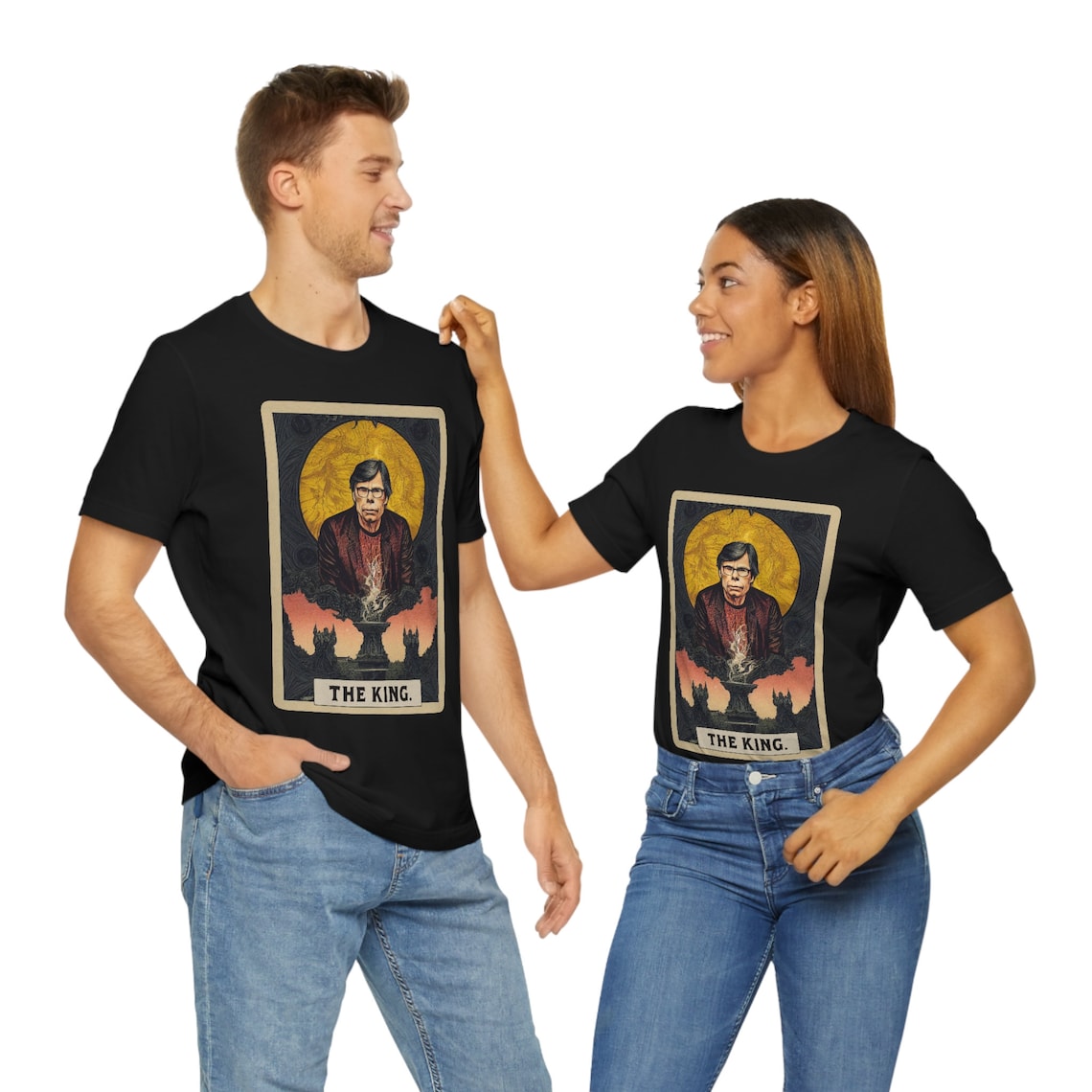 Stephen King Card T-Shirt | The King Tarot Teeshirt | Horror Tee Shirt | Author Writer Reader Gift