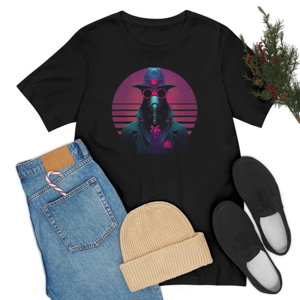 Vaporwave Cyberpunk Plague Doctor T-Shirt | Plague Dr. Teeshirt | Pastel Goth Shirt | Synthwave Gift 80s retro futuristic