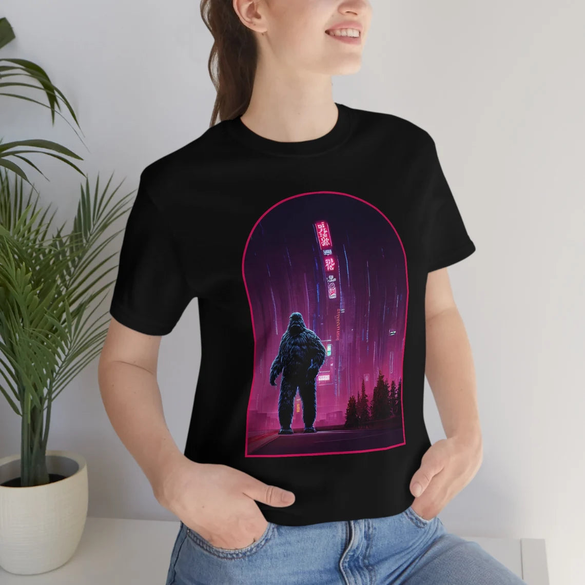 Vaporwave Cyberpunk Future Bigfoot T-Shirt | Cryptid Teeshirt | Pastel Goth Shirt | Synthwave Sasquatch 80s retro cryptidcore cryptozoology
