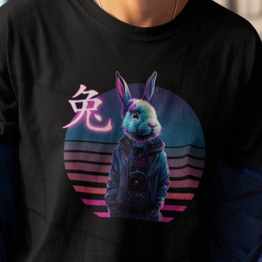 Copy of Vaporwave Cyberpunk Rabbit T-Shirt | Year of the Rabbit 2023 Teeshirt | Pastel Goth Shirt | Synthwave Gift 80s retro Bunny