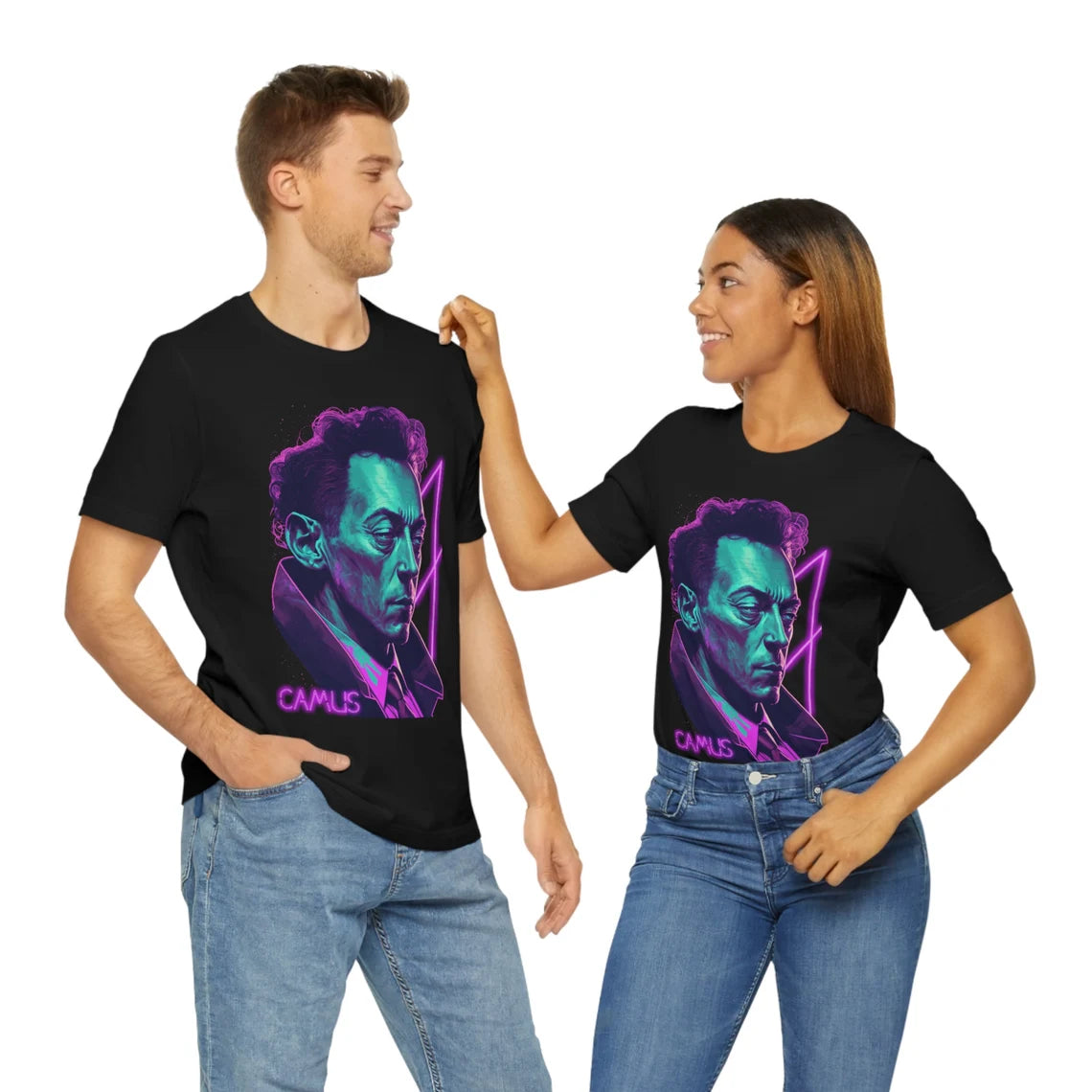 Albert Camus Vaporwave Cyberpunk T-Shirt | Writer Author Teeshirt | Pastel Goth Shirt | Synthwave Gift 80s retro futuristic Sci Fi Reader