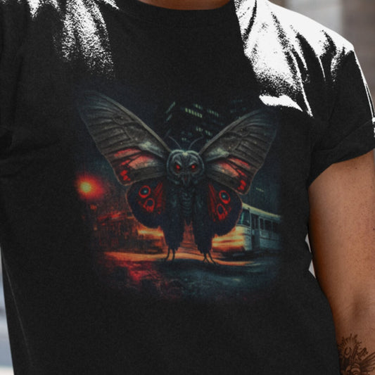 Mothman in the City T-Shirt | Monster Legend Teeshirt | Cryptid Tee Shirt | Cryptidcore Gift Cryptozoology Clothing