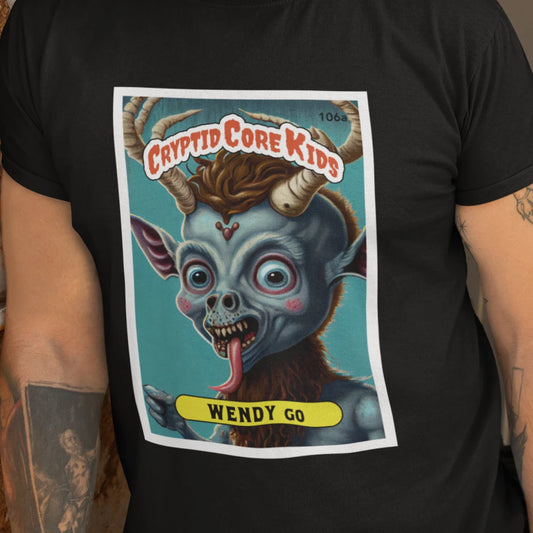 Wendigo Trading Card T-Shirt | Wendy Go Teeshirt | Cryptid Core Kids Tee Shirt | Cryptidcore Gift Cryptozoology | GPK Parody
