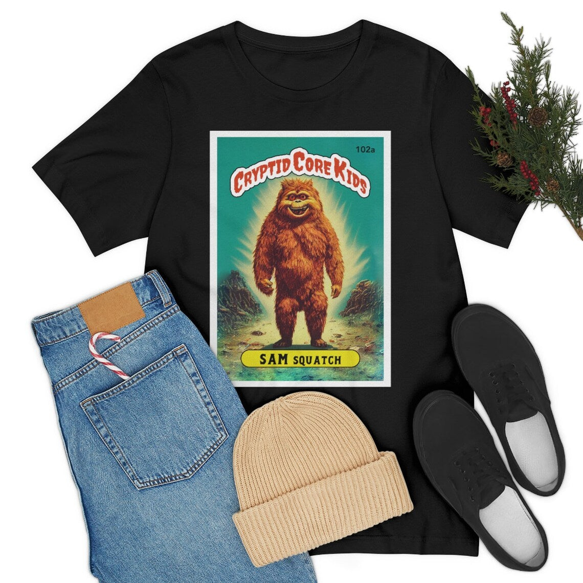 Sam Squatch Bigfoot T-Shirt | Sasquatch Teeshirt | Cryptid Core Kids Tee Shirt | Cryptidcore Gift Cryptozoology | GPK Parody Garbage Pail