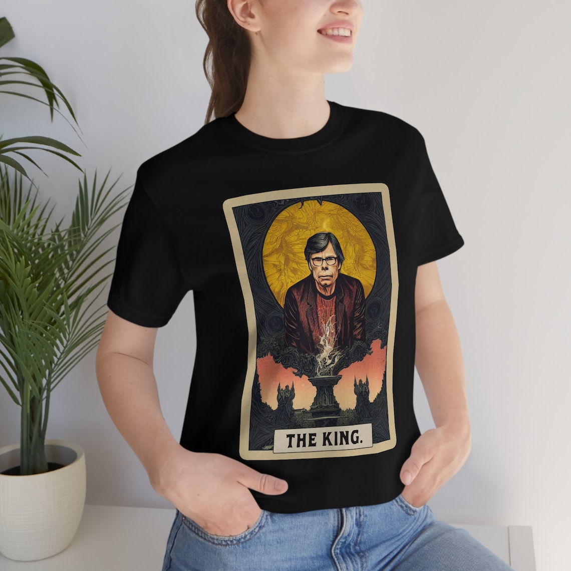 Stephen King Card T-Shirt | The King Tarot Teeshirt | Horror Tee Shirt | Author Writer Reader Gift