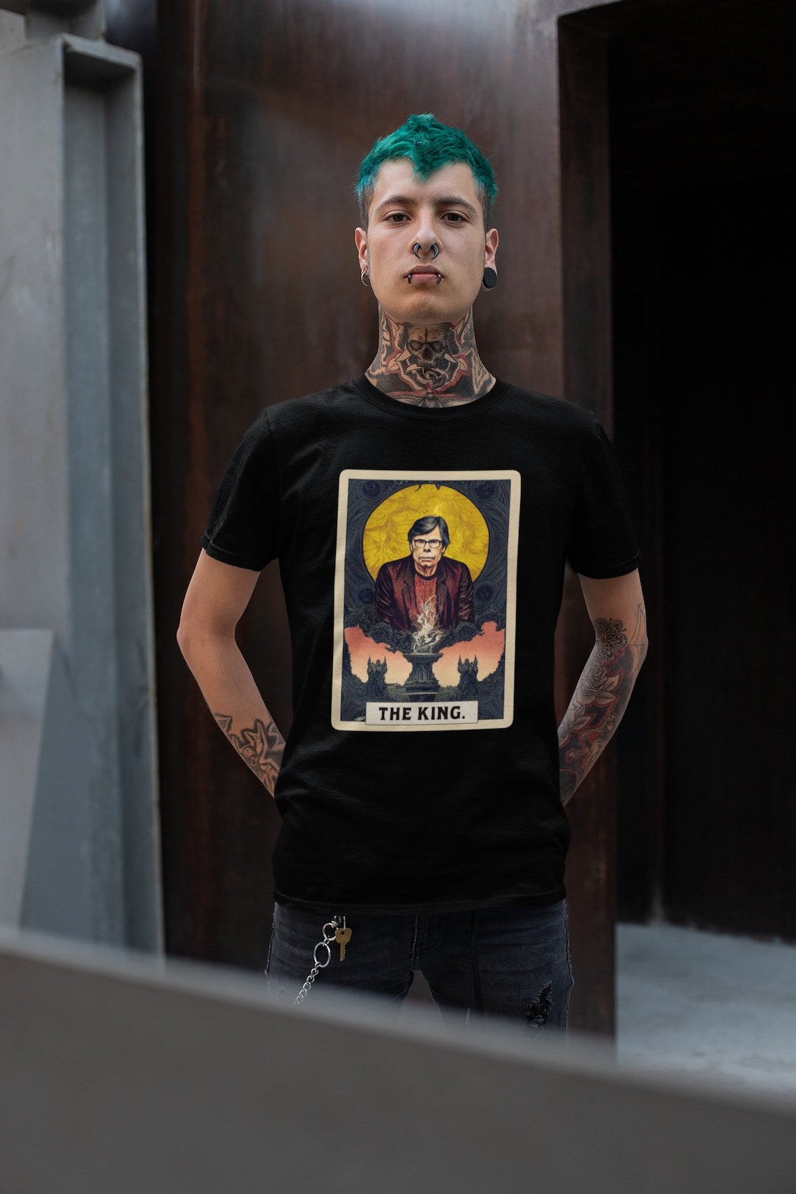 Stephen King Card T-Shirt | The King Tarot Teeshirt | Horror Tee Shirt | Author Writer Reader Gift