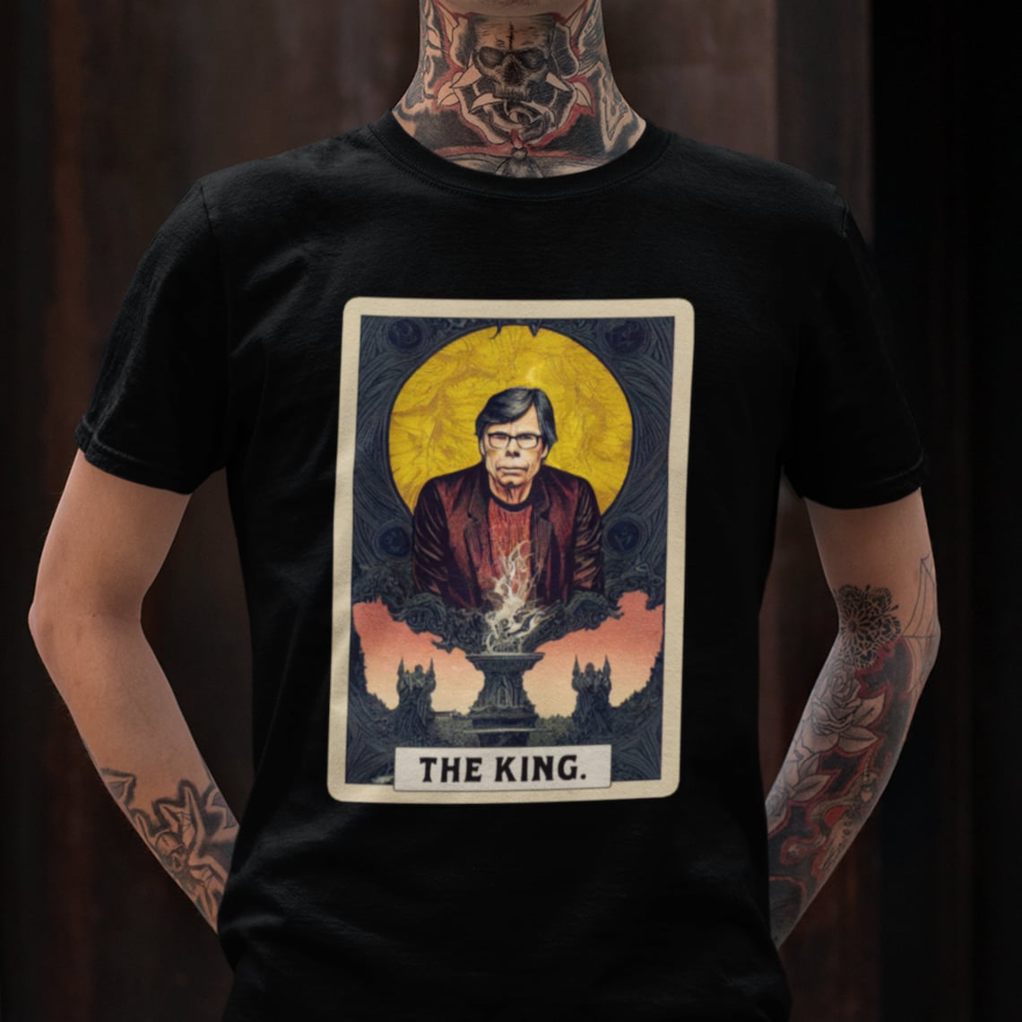 Stephen King Card T-Shirt | The King Tarot Teeshirt | Horror Tee Shirt | Author Writer Reader Gift