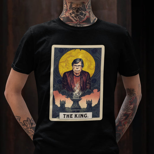 Stephen King Card T-Shirt | The King Tarot Teeshirt | Horror Tee Shirt | Author Writer Reader Gift