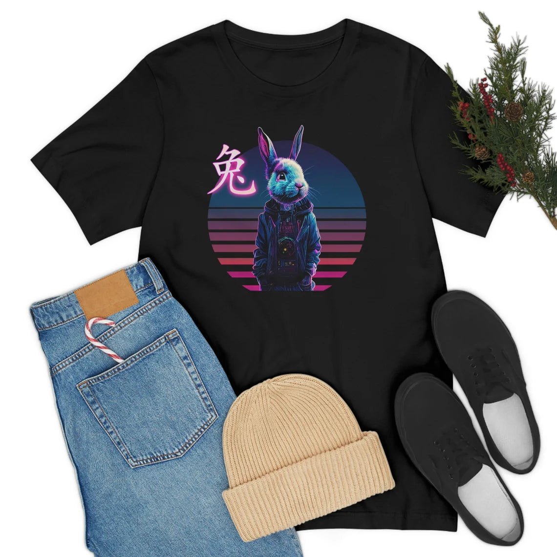 Copy of Vaporwave Cyberpunk Rabbit T-Shirt | Year of the Rabbit 2023 Teeshirt | Pastel Goth Shirt | Synthwave Gift 80s retro Bunny