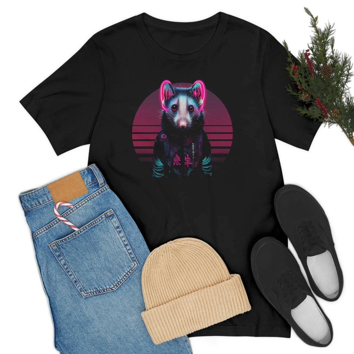 Vaporwave Cyberpunk Cyber Possum T-Shirt | Opossum Teeshirt | Pastel Goth Shirt | Synthwave Gift 80s retro futuristic