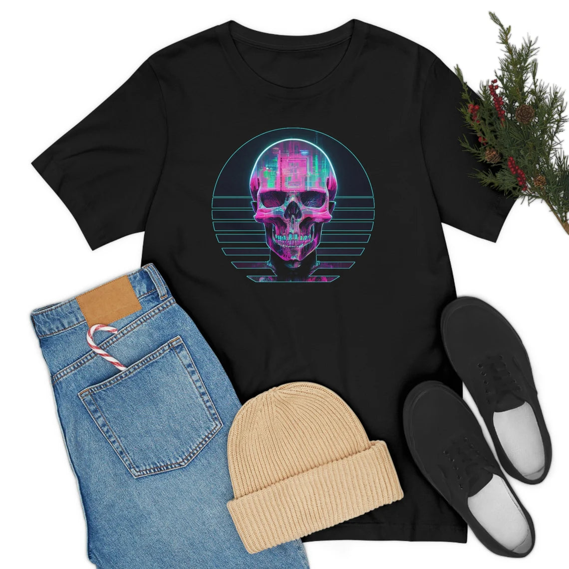 Vaporwave Cyberpunk Skull T-Shirt | death Teeshirt | Pastel Goth Shirt | Synthwave Gift 80s retro futuristic