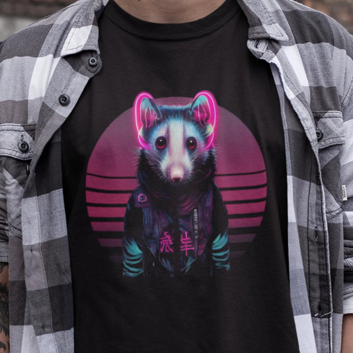 Vaporwave Cyberpunk Cyber Possum T-Shirt | Opossum Teeshirt | Pastel Goth Shirt | Synthwave Gift 80s retro futuristic