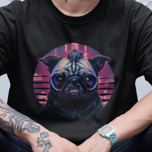 Vaporwave Cyberpunk Cyber Pug T-Shirt | Cyberpug Teeshirt | Pastel Goth Shirt | Synthwave Gift 80s retro futuristic dog shirt