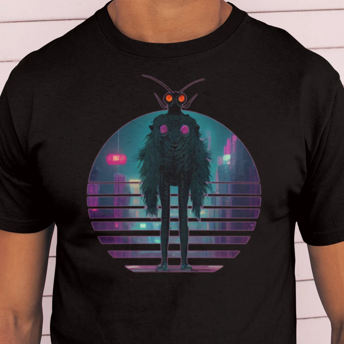Vaporwave Cyberpunk Mothman T-Shirt | Cryptid Teeshirt | Pastel Goth Shirt | Synthwave Gift 80s retro futuristic cryptidcore cryptozoology