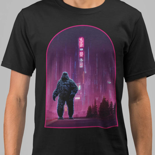 Vaporwave Cyberpunk Future Bigfoot T-Shirt | Cryptid Teeshirt | Pastel Goth Shirt | Synthwave Sasquatch 80s retro cryptidcore cryptozoology