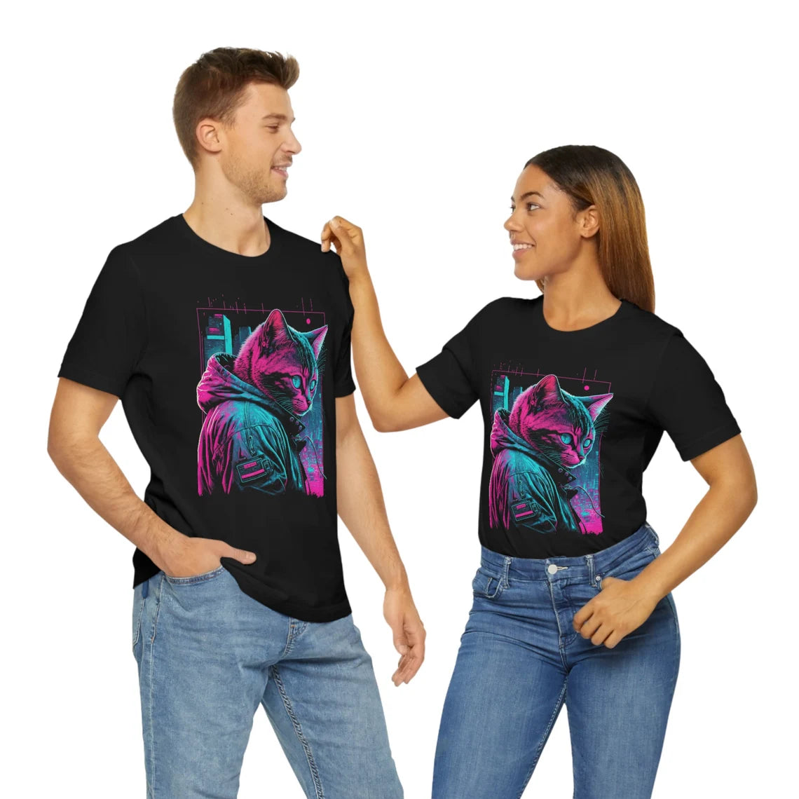 Vaporwave Cyberpunk Cat T-Shirt | Feline Teeshirt | Pastel Goth Shirt | Synthwave Gift 80s retro futuristic