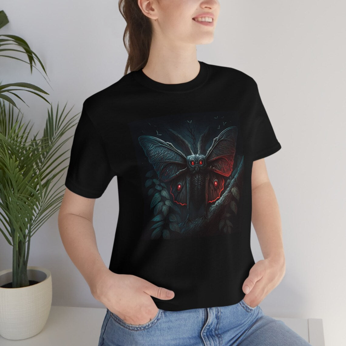 Mothman in the Woods T-Shirt | Monster Legend Teeshirt | Cryptid Tee Shirt | Cryptidcore Gift Cryptozoology Clothing