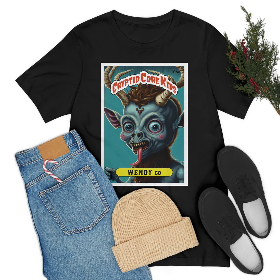 Wendigo Trading Card T-Shirt | Wendy Go Teeshirt | Cryptid Core Kids Tee Shirt | Cryptidcore Gift Cryptozoology | GPK Parody