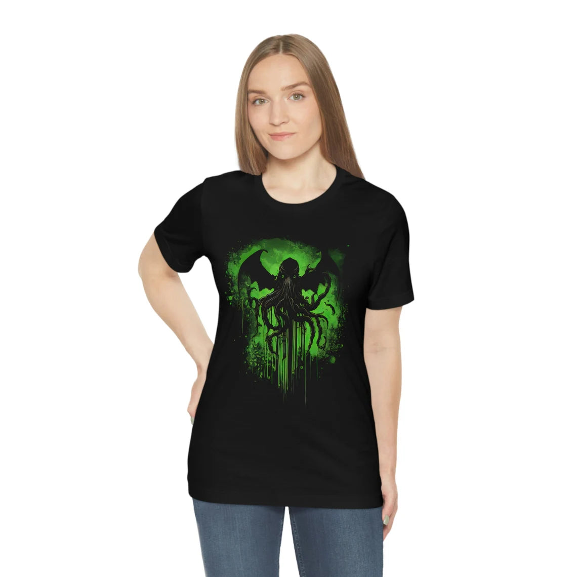 Cthulhu green splatter T-Shirt | HP Lovecraft Teeshirt | Monster Tee Shirt | Cthulhu Gift Clothing