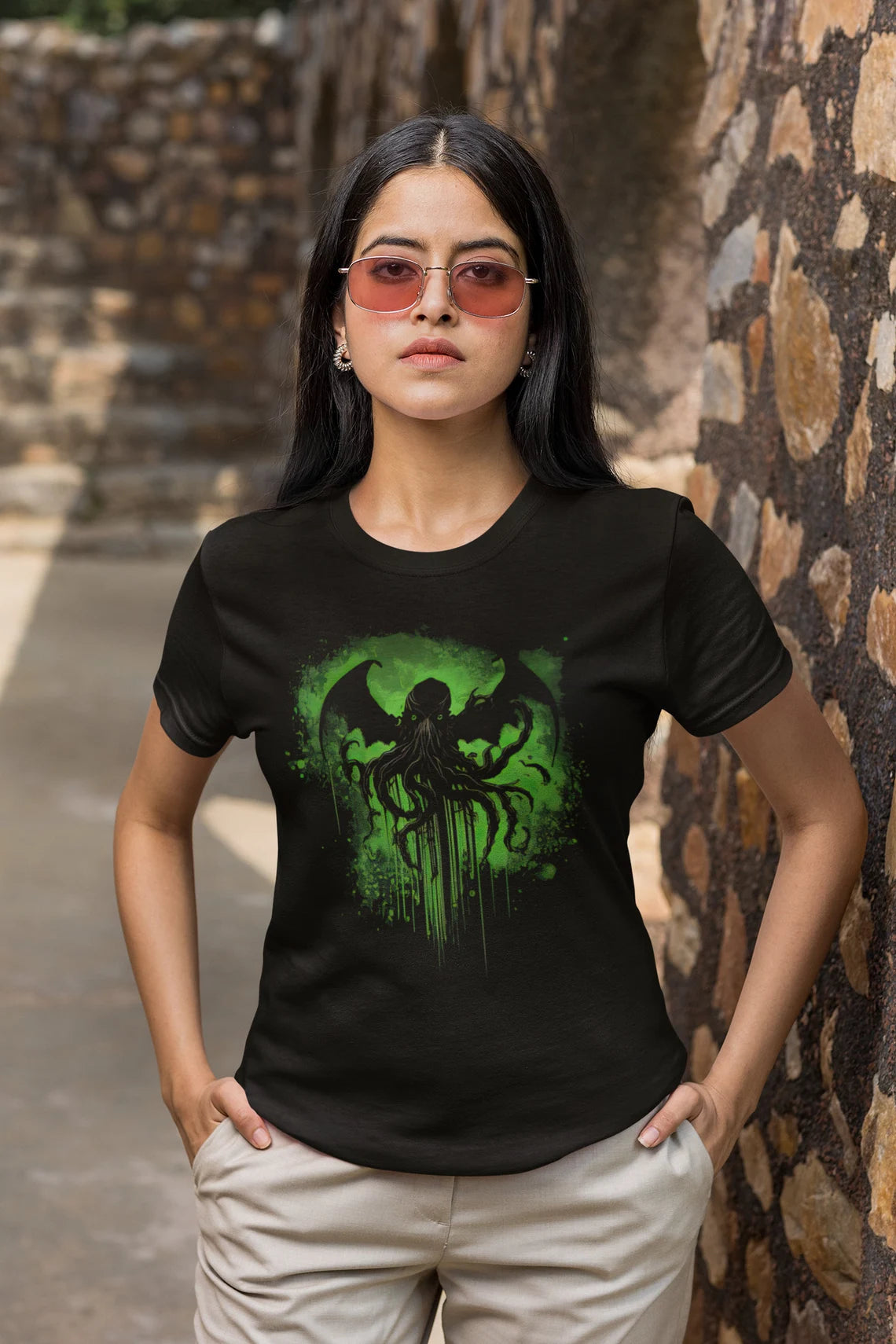 Cthulhu green splatter T-Shirt | HP Lovecraft Teeshirt | Monster Tee Shirt | Cthulhu Gift Clothing