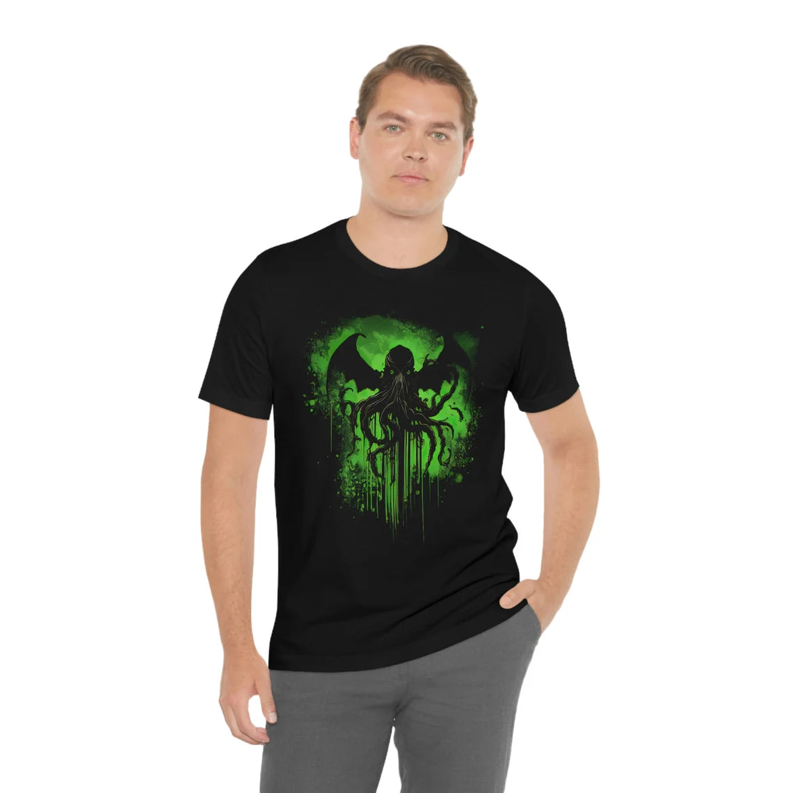 Cthulhu green splatter T-Shirt | HP Lovecraft Teeshirt | Monster Tee Shirt | Cthulhu Gift Clothing