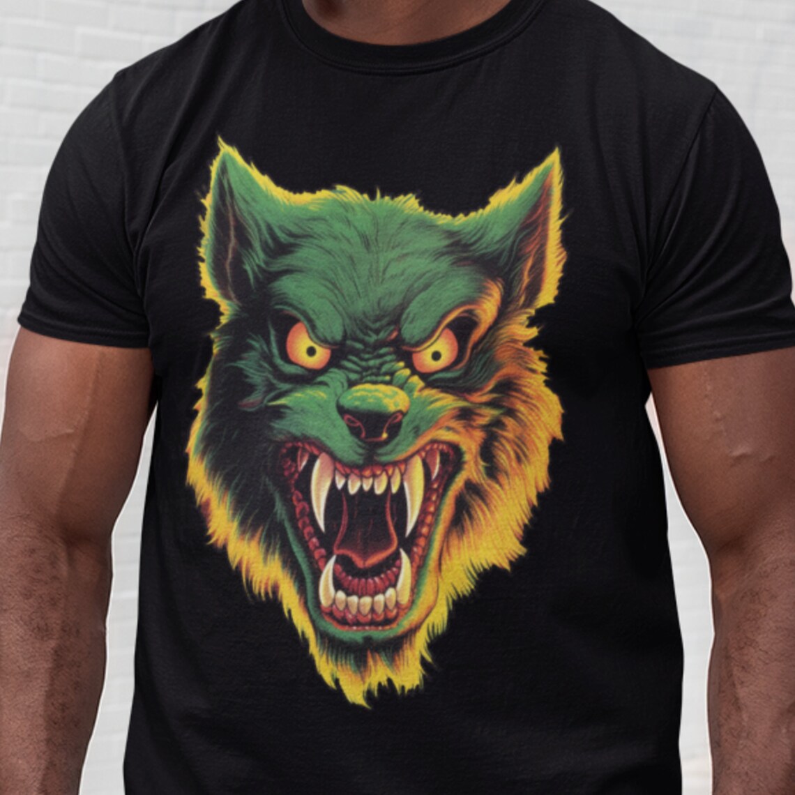 Werewolf T-Shirt | Retro style halloween art Teeshirt | wolfman Shirt | lycanthrope Gift | Apparel | Clothing