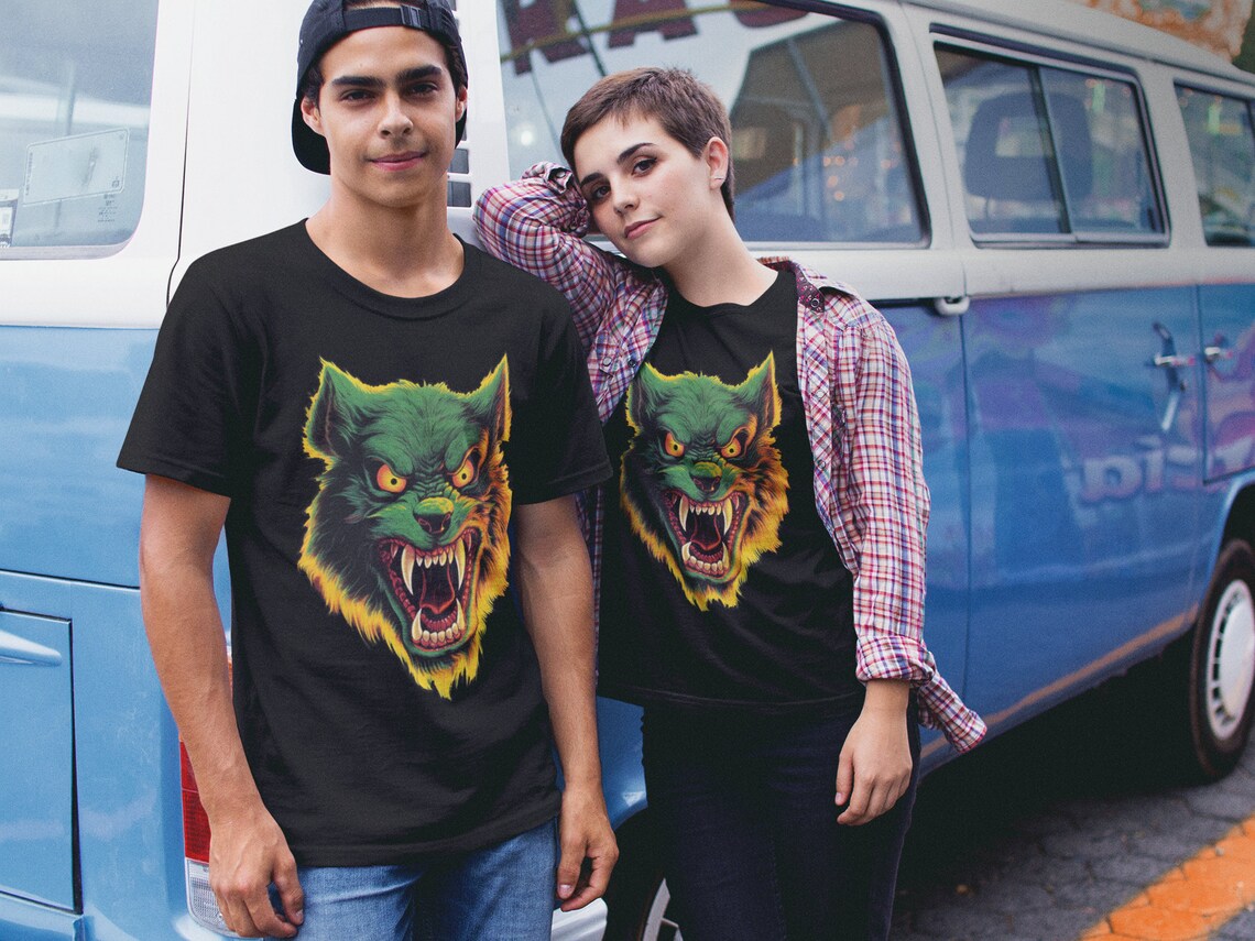 Werewolf T-Shirt | Retro style halloween art Teeshirt | wolfman Shirt | lycanthrope Gift | Apparel | Clothing