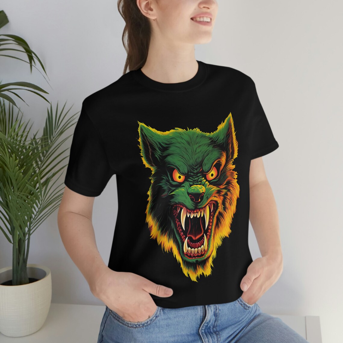 Werewolf T-Shirt | Retro style halloween art Teeshirt | wolfman Shirt | lycanthrope Gift | Apparel | Clothing