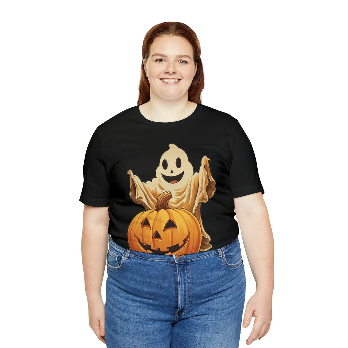 Happy Halloween Ghost and Pumpkin Shirt | Jack-o-lantern teeshirt | Spooky t-shirt | Horror Clothing | Fall style