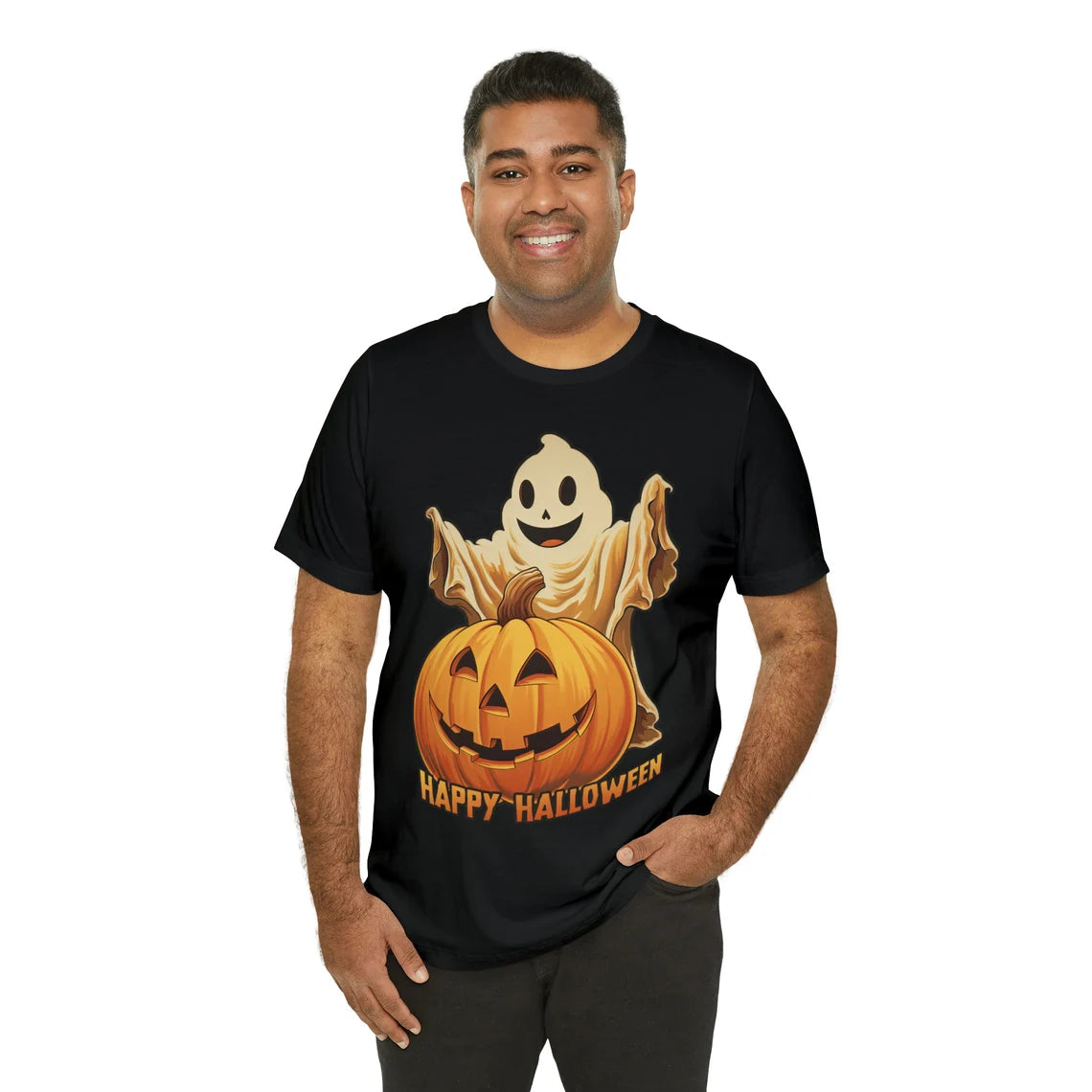 Happy Halloween Ghost and Pumpkin Shirt | Jack-o-lantern teeshirt | Spooky t-shirt | Horror Clothing | Fall style