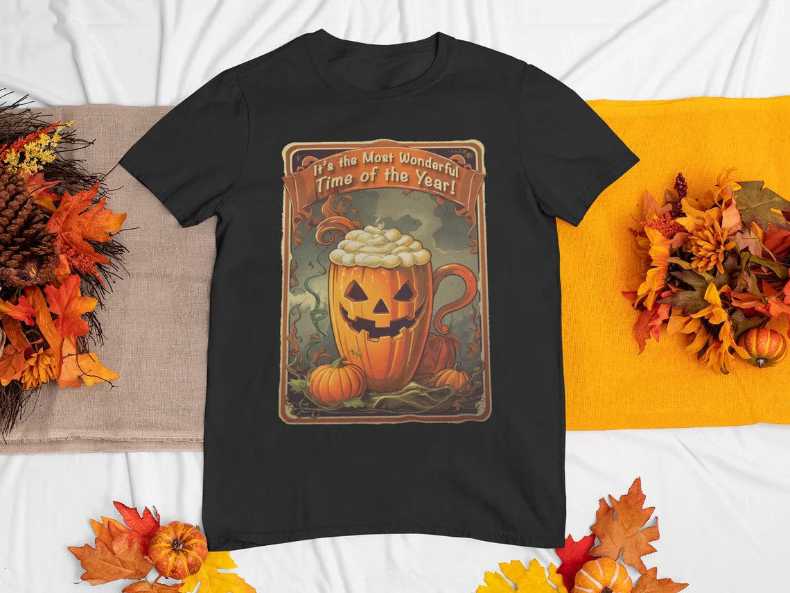 Pumpkin Spice Halloween Shirt | Most Wonderful Time of the Year teeshirt | Spooky t-shirt |  Fall style | Haunted Fashion 1980s