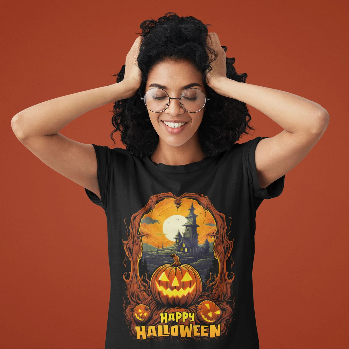 Happy Halloween Pumpkin Shirt | Jack-o-lantern teeshirt | Spooky t-shirt | Horror Clothing | Fall style | Haunted House Fashion